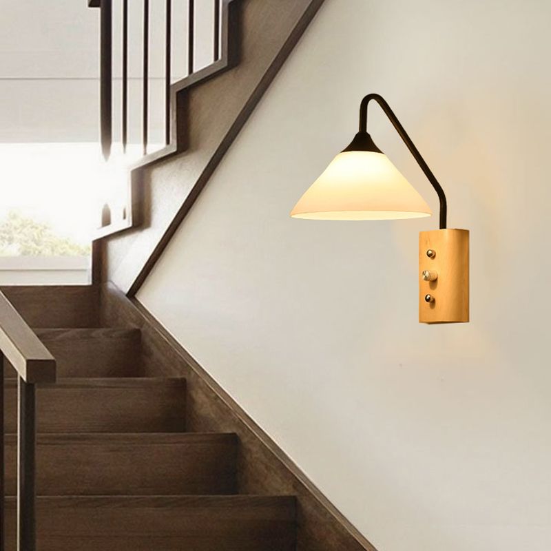 Geometric Shape Wood Wall Lighting Modern Style 1 Light Wall Mounted Light