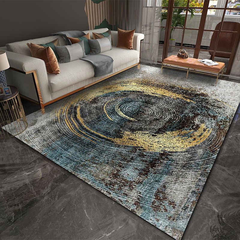 Beige Curve Rug Polyester Simple Rug Non-Slip Backing Rug for Drawing Room