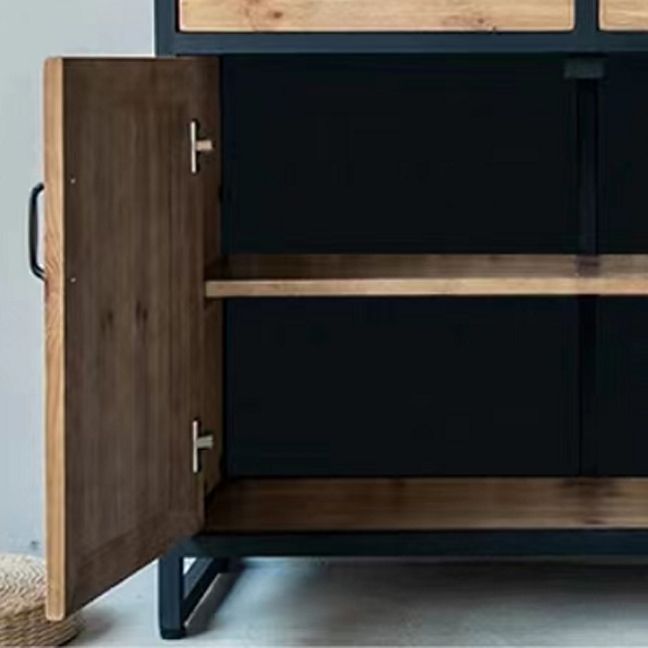 Distressed Wood 15.7" D Accent Cabinet Industrial Iron 2 - Door Chest with 2 Drawers