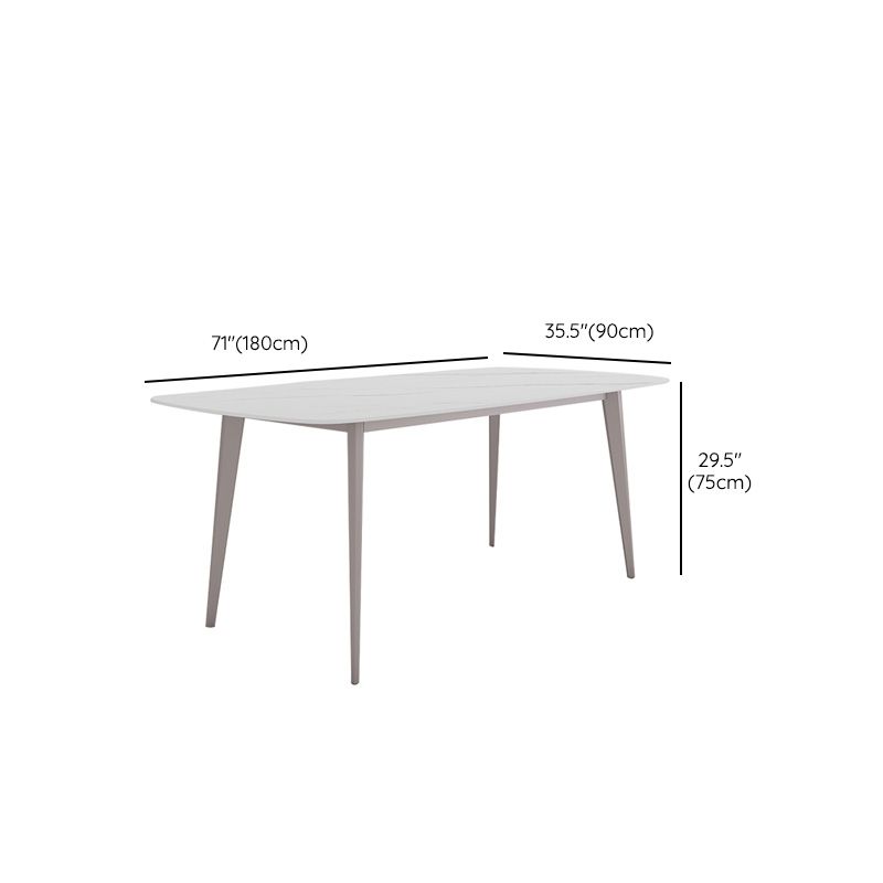 Glam Style Furniture Rectangle Stone Dining Room Table in White