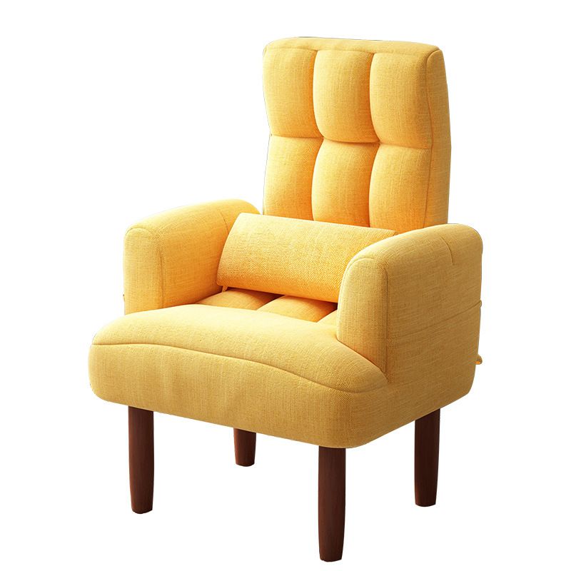 27.55"W Linen Square Arms Convertible Chair with Biscuit Back and Basic Four Legs