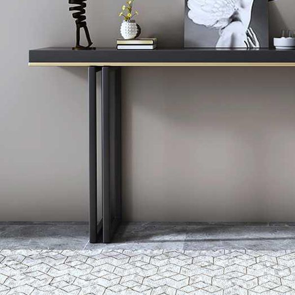 Modern Rectangular Console Table Stone Console Sofa Table in Black