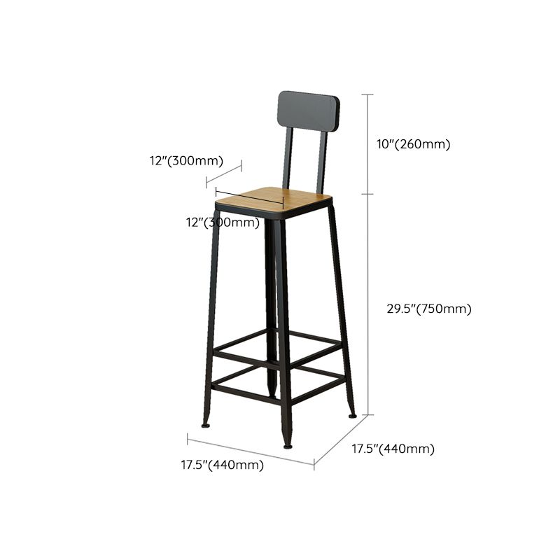 Armless Dining Stool Contemporary Bar Stool with Black Metal Base