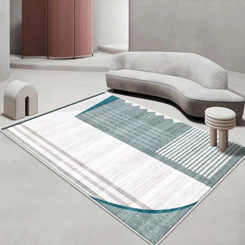 White Simple Rug Polyester Pattern Rug Stain Resistant Rug for Drawing Room