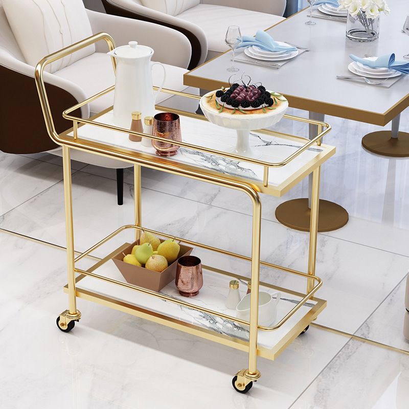 33.86" High Rolling Modern Style Prep Table Stone Prep Table for Dining Room