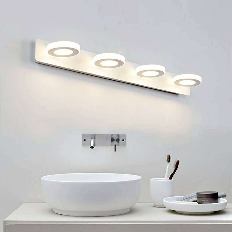 Multi-Lights Geometric Shade Wall Sconce Modern Style Metal Mirror Wall Lighting in White