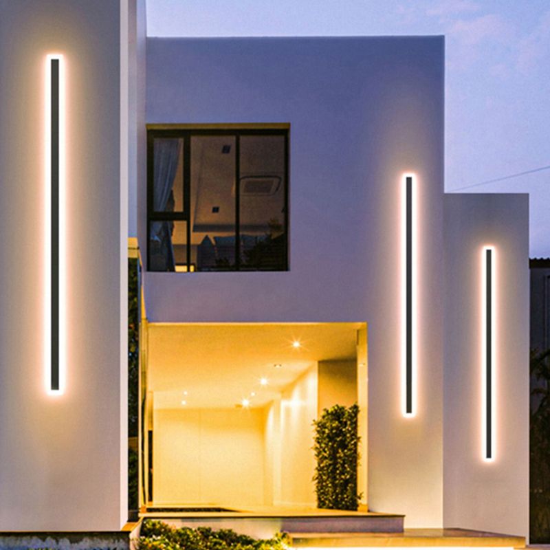 Application murale noire de style nordique Lumière murale à LED droite avec de l'aluminium pour l'extérieur