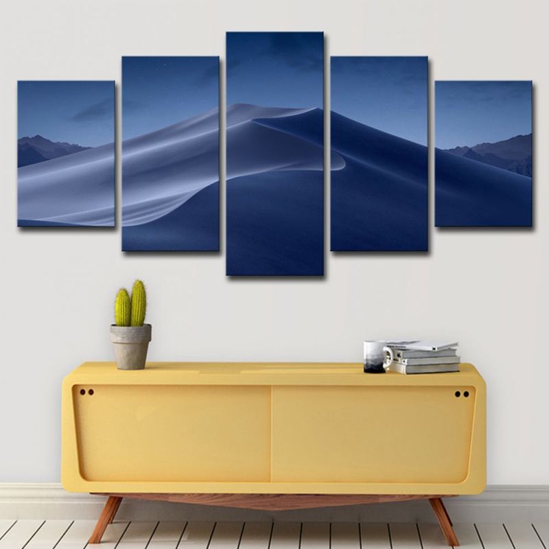 Blue Desert Dunes Night Canvas Print Multi-Piece Wall Art for Sitting Room