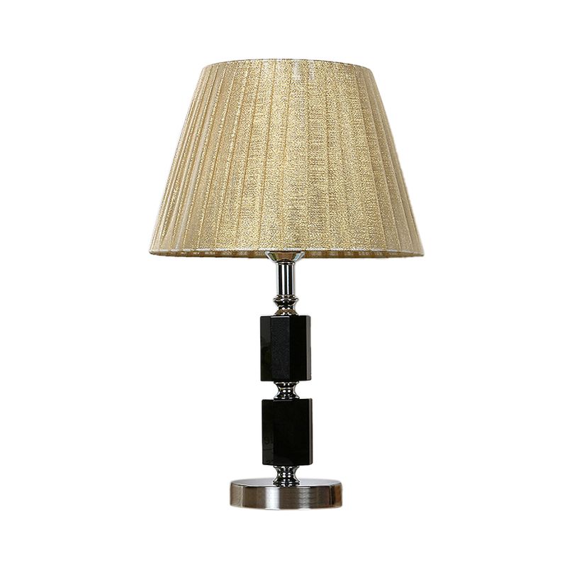 Lampe de table en cristal à ampoule unique, campagne, tambour conique Beige, veilleuse pour chambre à coucher