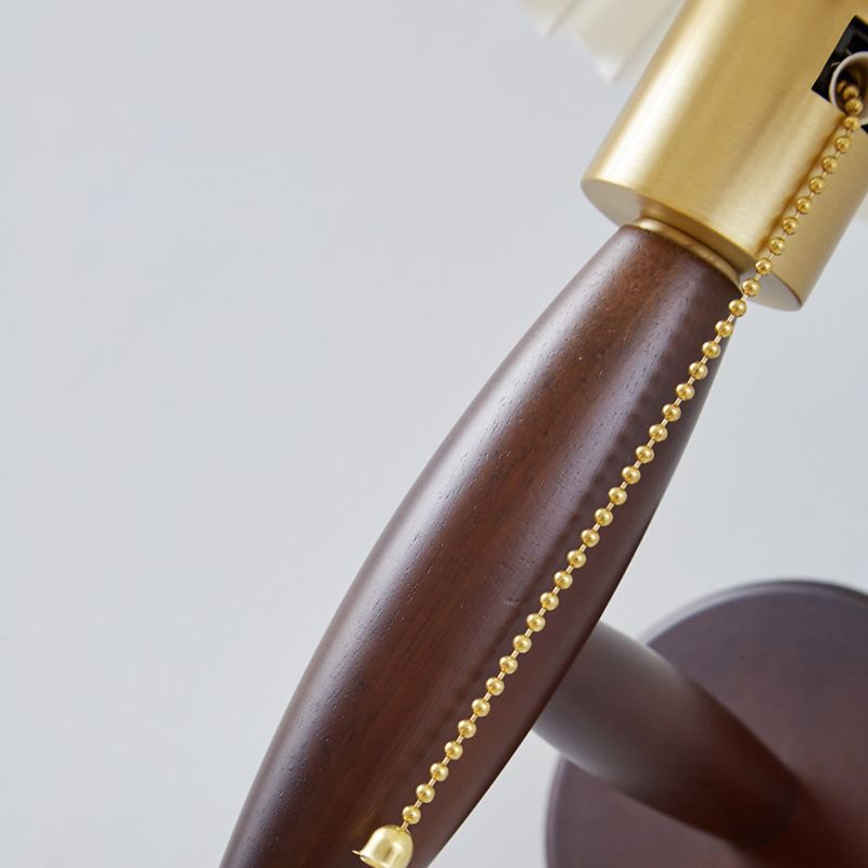 Contemporary Wooden Wall Light Fixture with Fabric Shade for Sitting Room