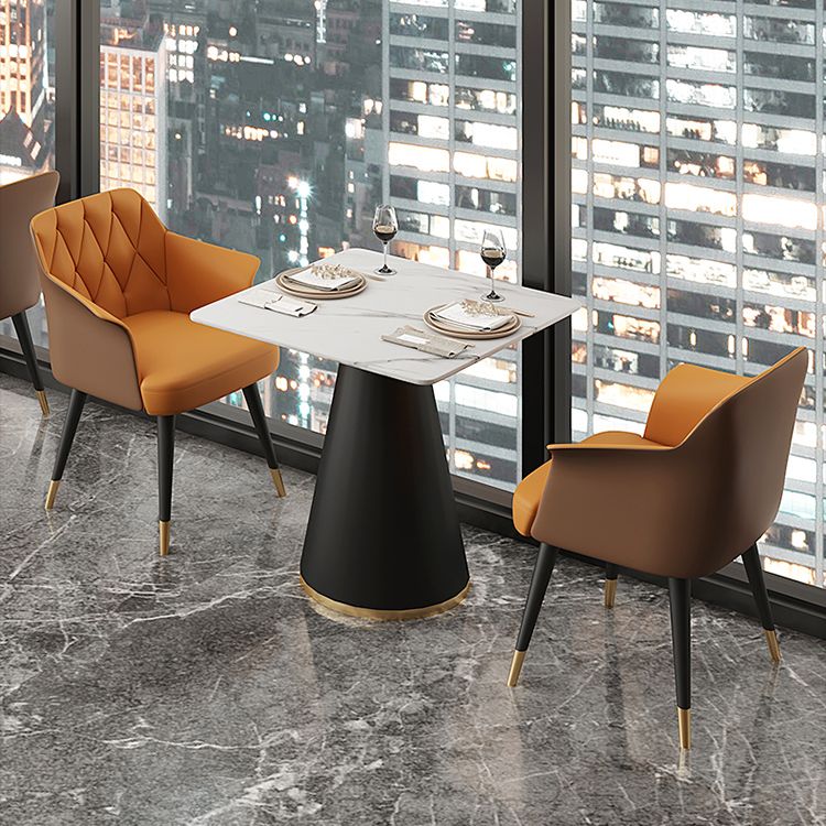 Silla de comedor con brazo de metal Glam, sillas laterales de piel sintética para uso doméstico