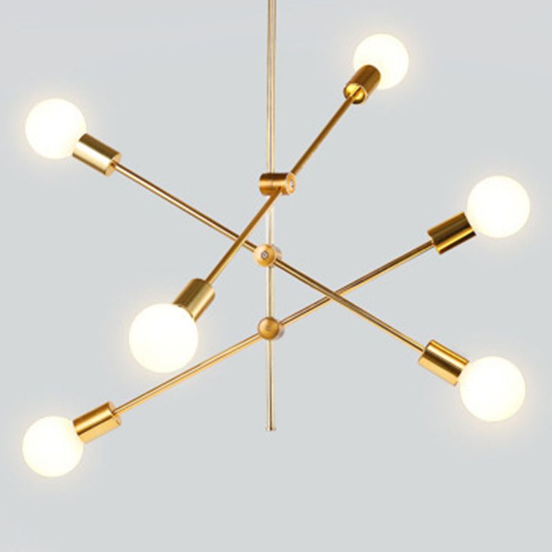 Oro 6 luce molecolare lampadario illuminazione moderna sfera vetro sospeso a sospensione per soggiorno