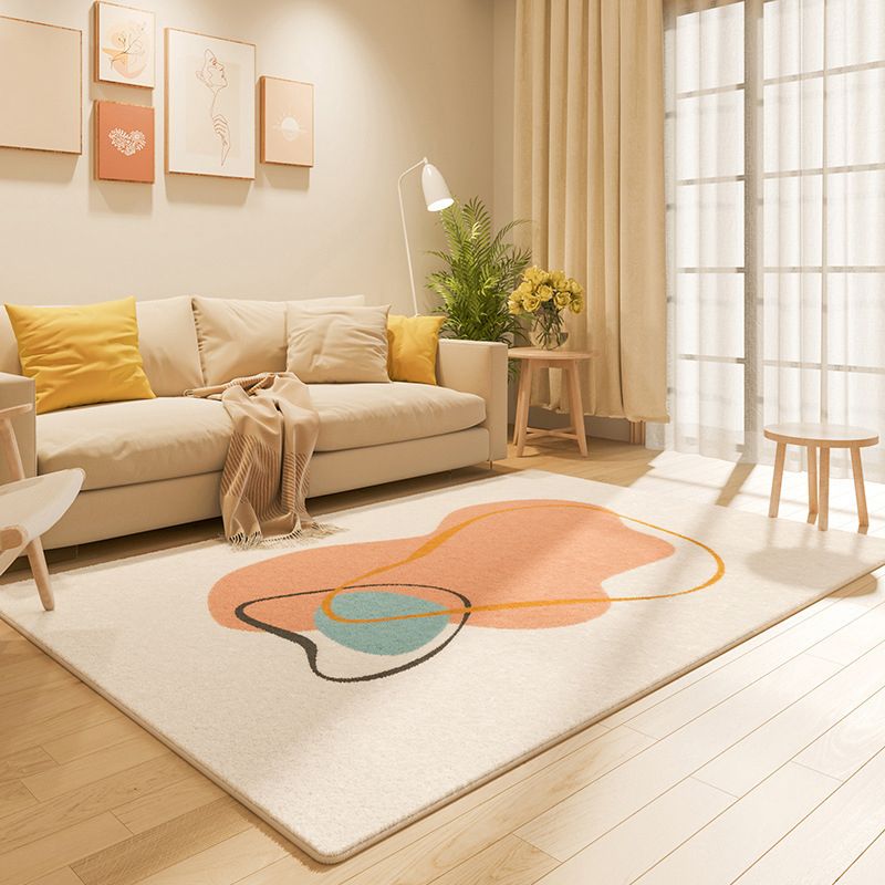 Light Pink Modern Carpet Polyester Line Carpet Non-Slip Backing Carpet for Home Decoration