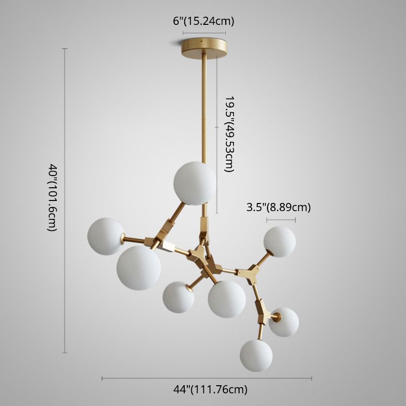 Gold Modern Branch Branch Molecular lampadario molecolare Bianco di vetro Blaccia Aibero appeso per la sala da pranzo in cucina