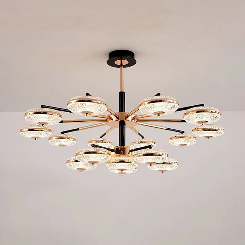 Metal Round Shape Hanging Ceiling Light Modern Multi Lights Hanging Light in Gold