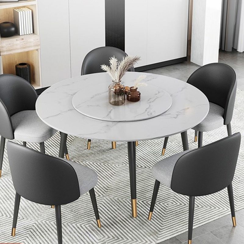 Round Metal 4 Legs Dining Table Black Frame Traditional Luxury Dining Table