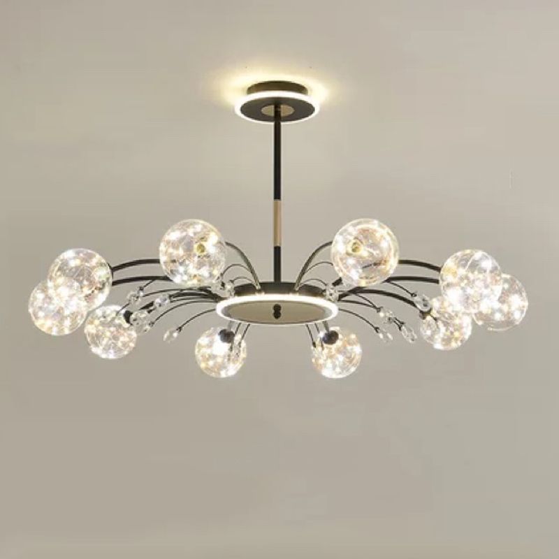 Contemporary Glass Pendant Light Spherical Hanging Light Kit for Living Room