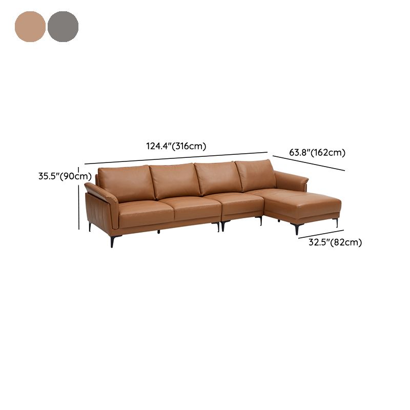 Genuine Leather Square Arm Sectionals -Contemporary Sectional Couch