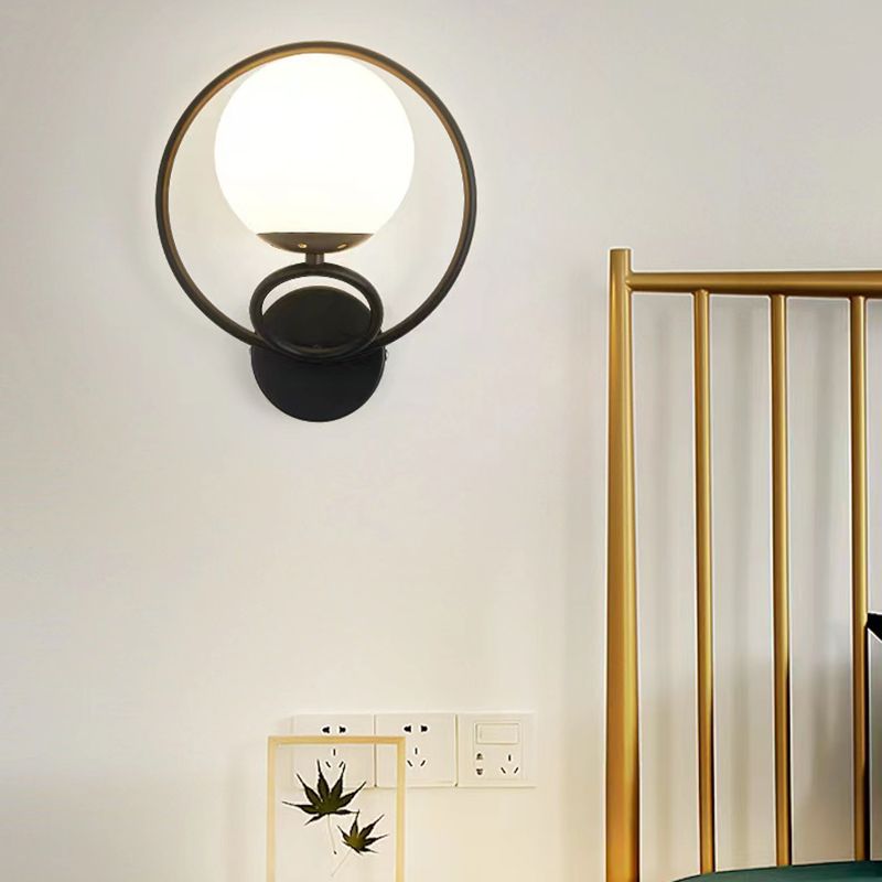 Modernism Wall Sconce Spherical Glass Wall Light Fixture for Bedroom