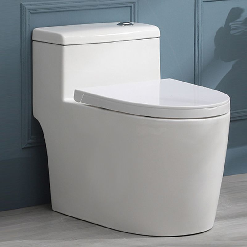 White Ceramic All-In-One Toilet Modern Floor Mounted Toilet Bowl