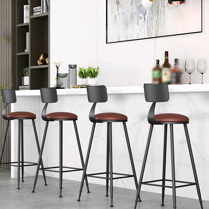 Industrielle armlose Rückenlehne Counterhocker Iron Barhocker mit Lederkissen