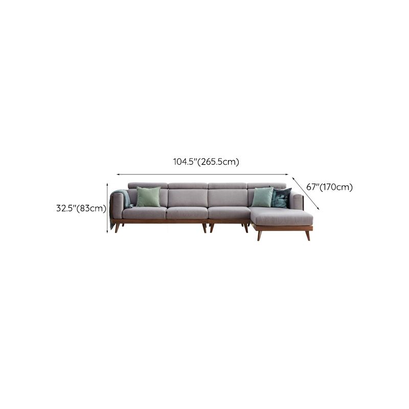 Farmhouse Square Arm Fabric Solid Wood Sofa in Brown for Living Room