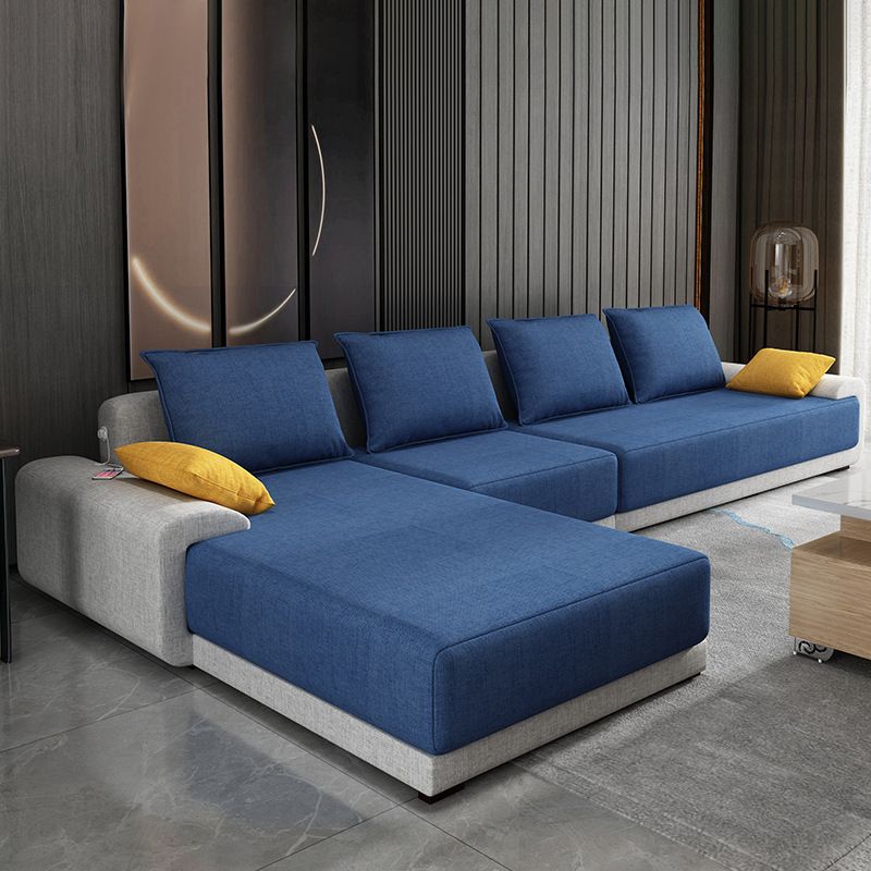 Contemporary Removable Cushions Loose Back Sofa with Reversible Chaise for Living Room