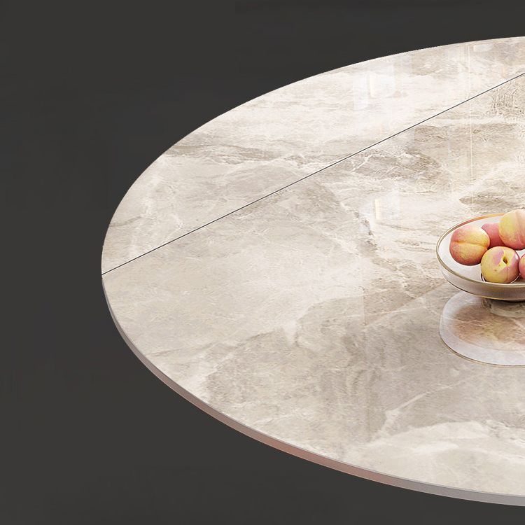 Mesa de comedor de estilo tradicional de lujo, mesa redonda de piedra sinterizada con 4 patas