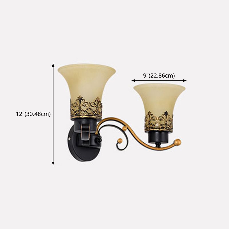 White Glass Wall Mount Lamp 1-Light Traditional Wall Lighting Fixture for Bathroom