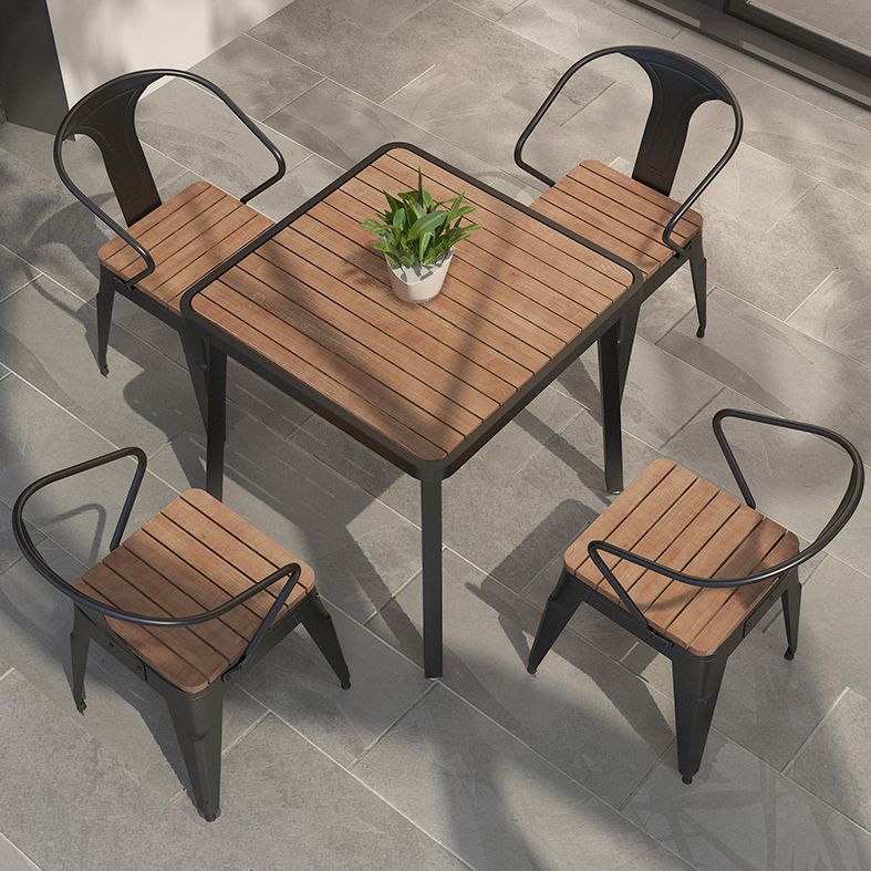 Mesa de comedor de madera maciza industrial Mesa de cocina en la naturaleza con metal 4 patas