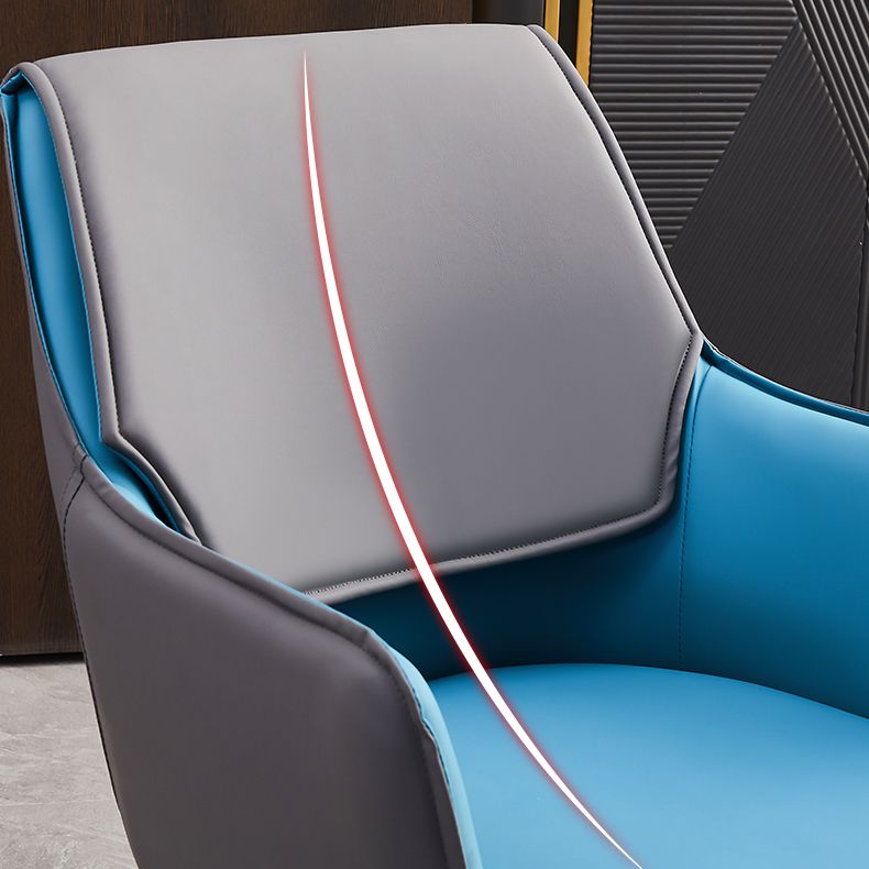 Contemporary Arm Chair Matte Finish Leather Curved Parsons Chair for Dining Room