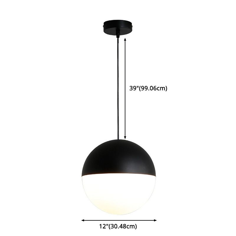 Sospensione di vetro a 1 luci a forma di sfera in bianco e nero Luce di sospensione in vetro a 1 luce per ristorante