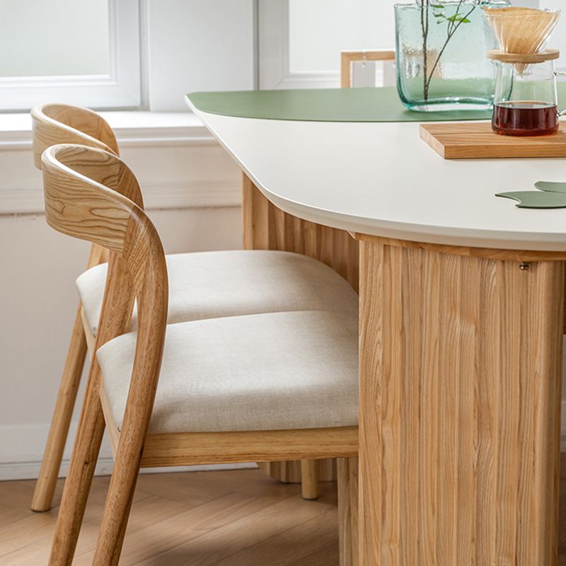 Free Form Dining Table with Ash Wood Base Modern Dinette Table for Home