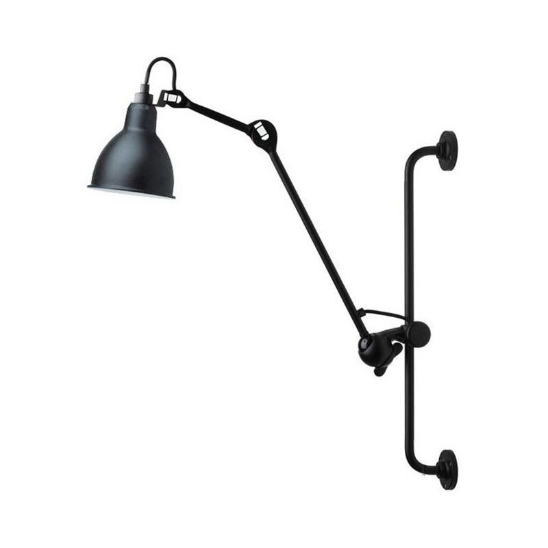 Tombre de cúpula negro/negro Luz de pared Modernista 1 Cabeza Lámpara de pared ajustable metálica para el comedor