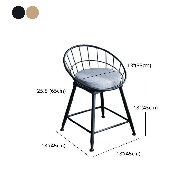 Scandinavian Design Bucket Counter Stool for Home Upholstered Bar Stools with Metal Base