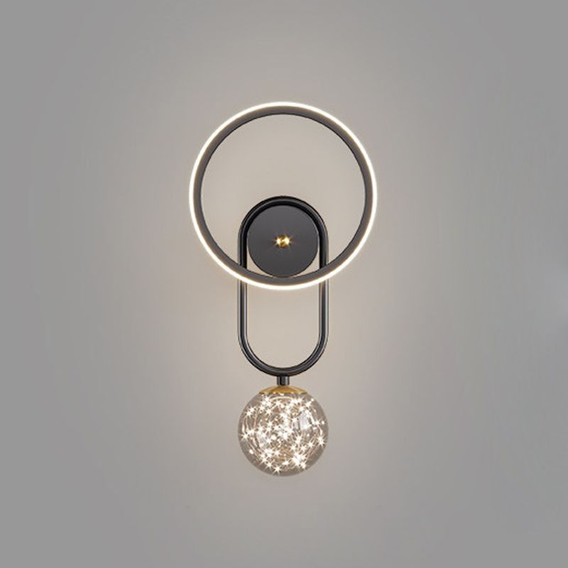 Round Shape Glass Wall Light Modern Style 2 Lights Wall Mount Light