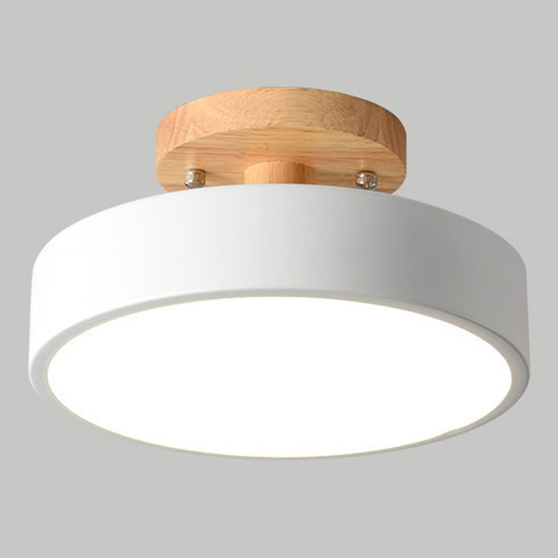 1 Light Cylindrical Ceiling Light Modern Macaron Style Metal Ceiling Lighting for Bedroom