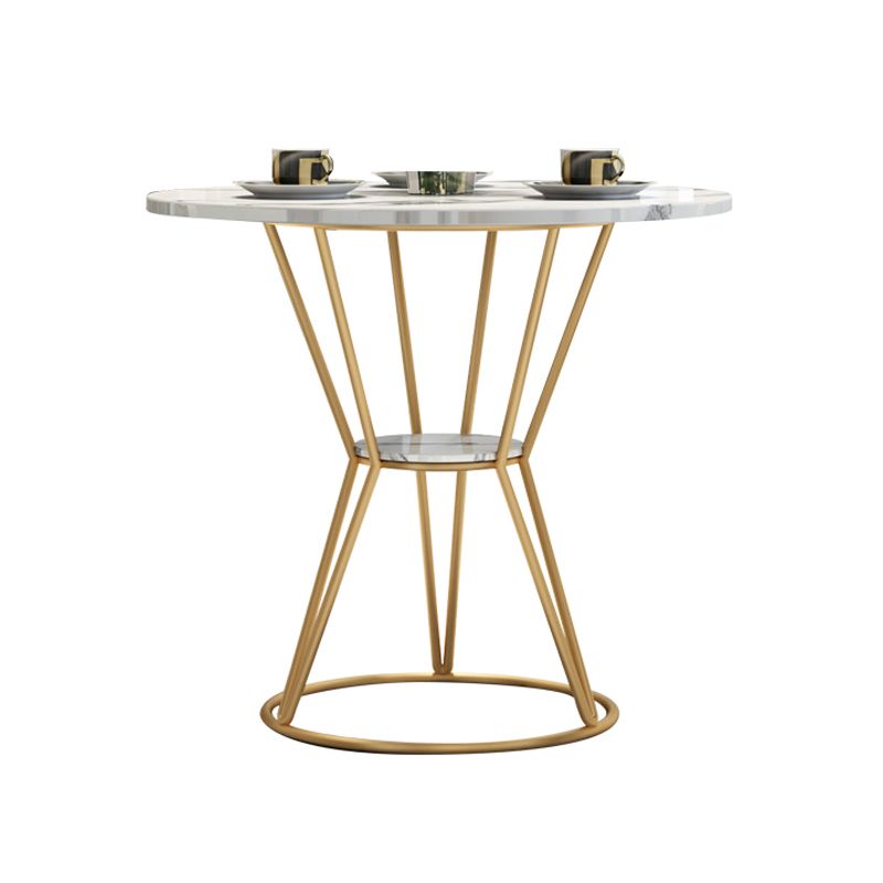 Contemporary Round Dining Table Set 1/2/5 Pcs Stone Top Dinette Set for Home