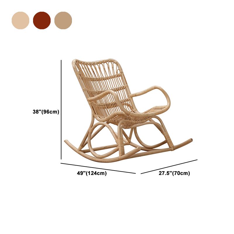 Contemporary Wicker Rocking Accent Chair Natural Rocker Chair Spindle