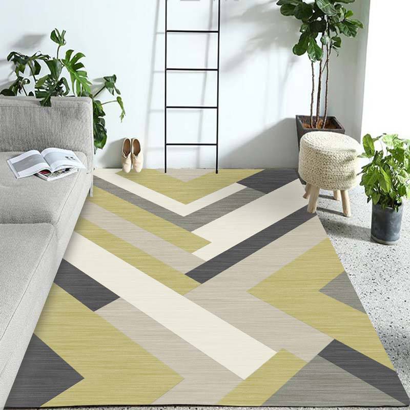Pastel Colorblock Geometric Rug Multi-Color Nordic Carpet Polypropylene Pet Friendly Anti-Slip Backing Stain Resistant Rug for Room