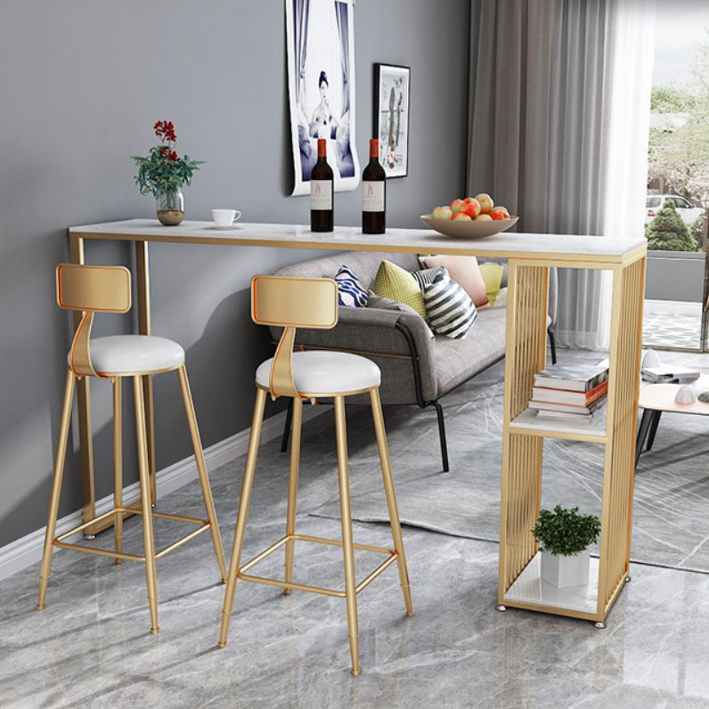 Modern 1/3 Pieces Bar Table Set Rectangle Stone Counter Table for Living Room