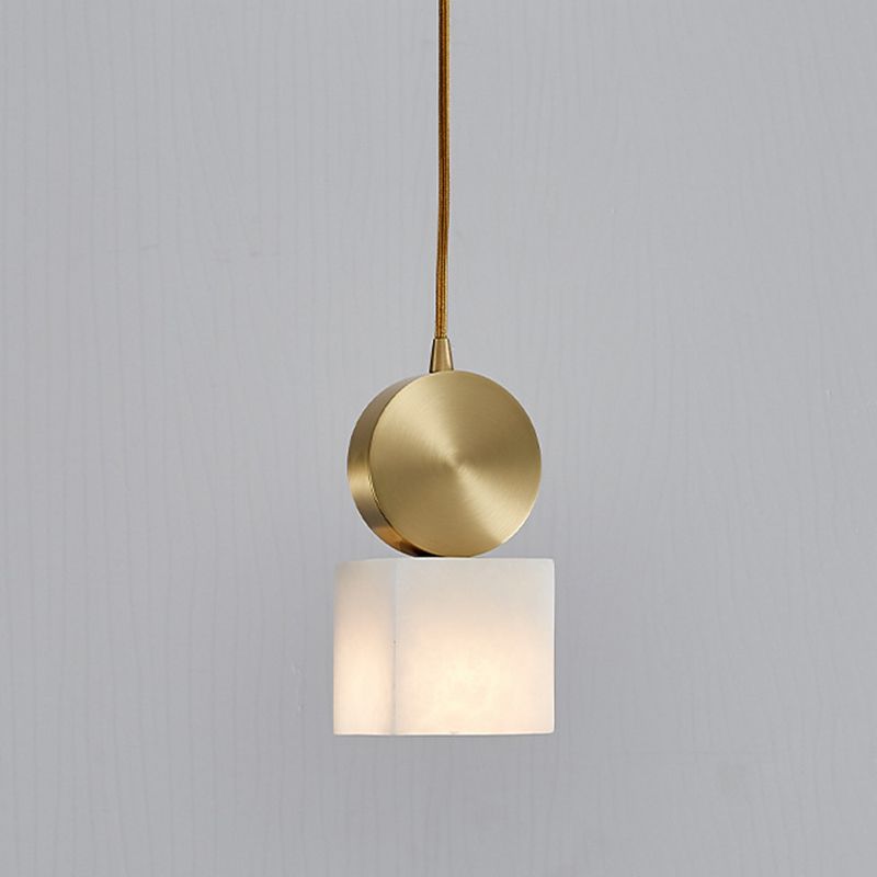Small Marble Pendant Lighting Fixture Simple 1 Bulb Brass Hanging Light for Bedroom