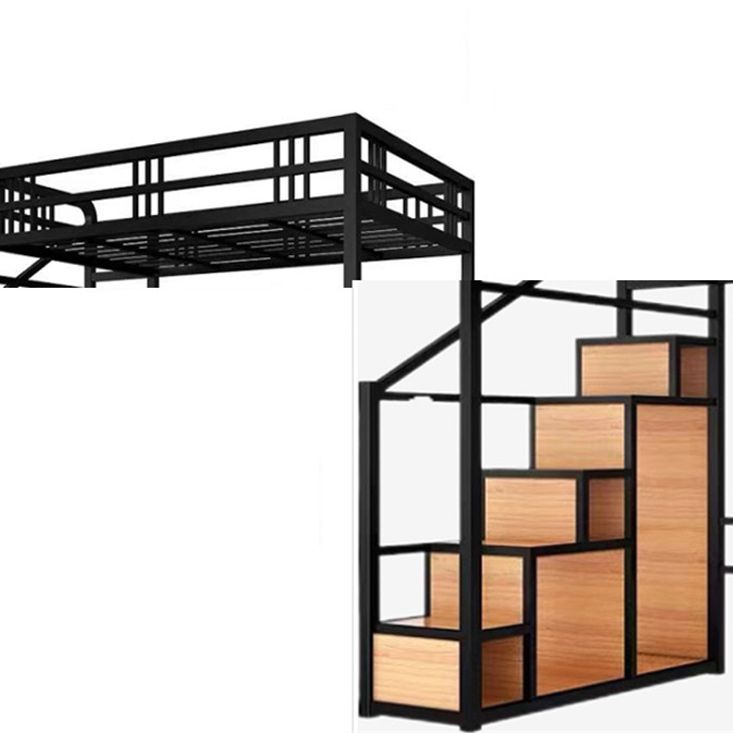 Metal Loft Bed Contemporary Kids Bed with Open Frame Headboard