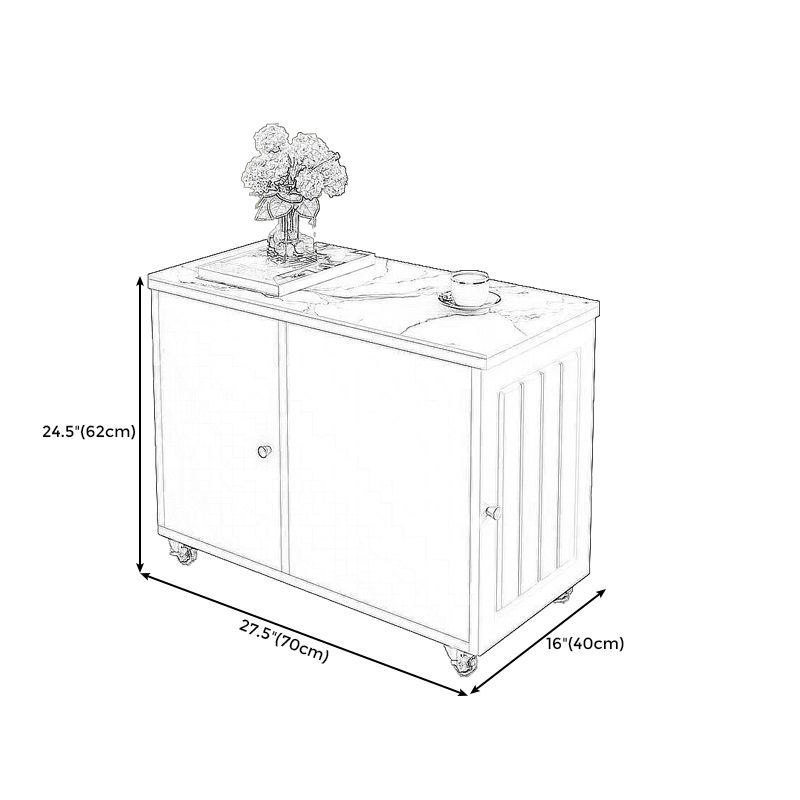 Coffee Table with Wheel Shape /4 Legs Base Design Slate Top Metal Cocktail Table