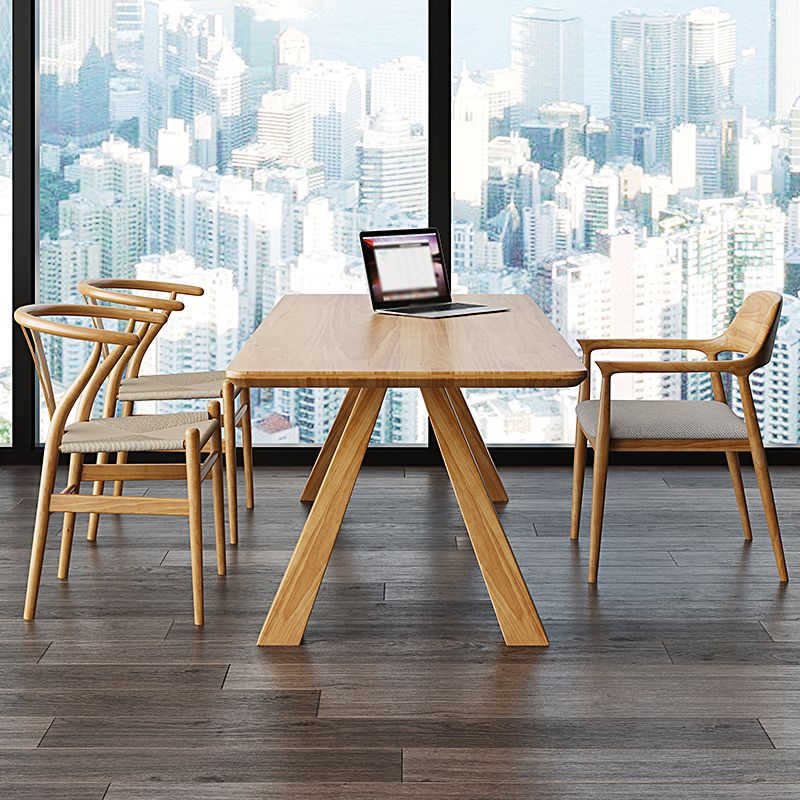 Modern Ash Wood Dinette Set 1/2/4 Pieces Rectangle Beige Dining Table Set