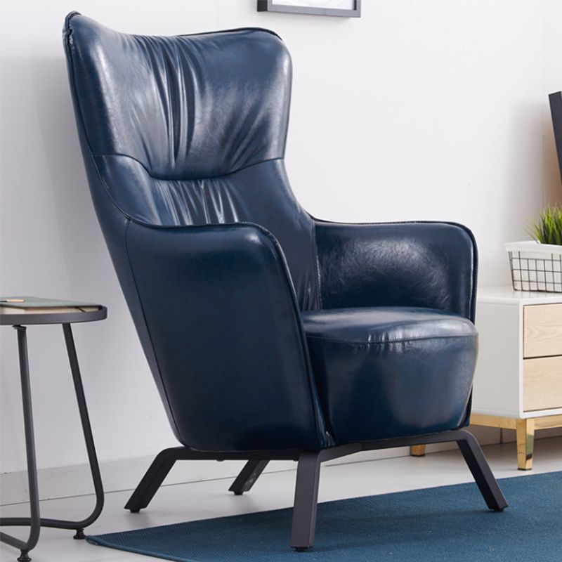 Contemporary Bonded Leather Arms Included with Black Legs Wingback Chair