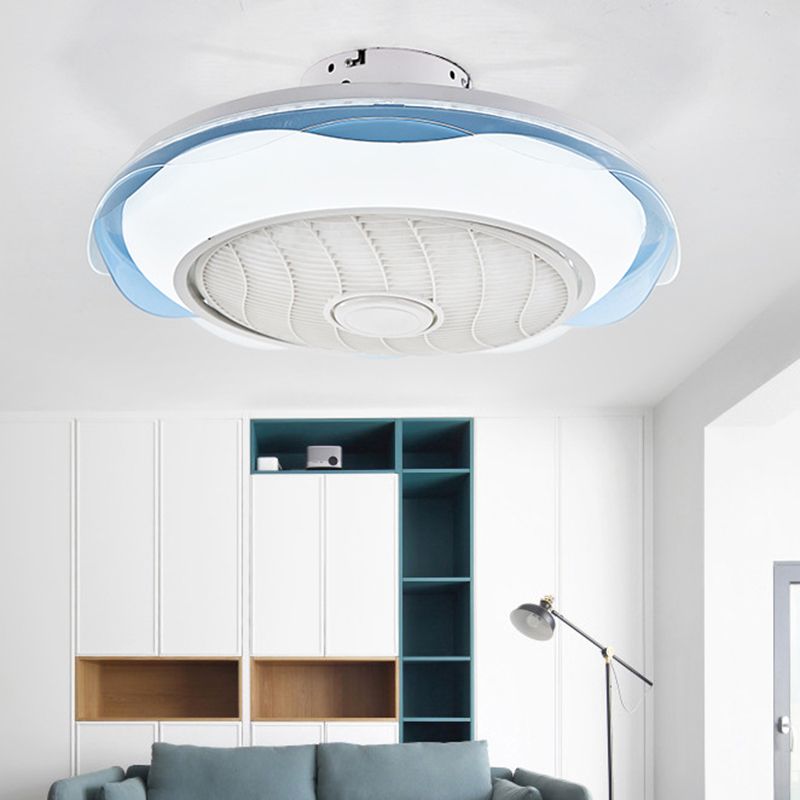 Weiß/Rosa/Blue Circle Deckenlüfter Leuchte Modernismus LED Metal Semi Flush Lampe, 20,5 "W.
