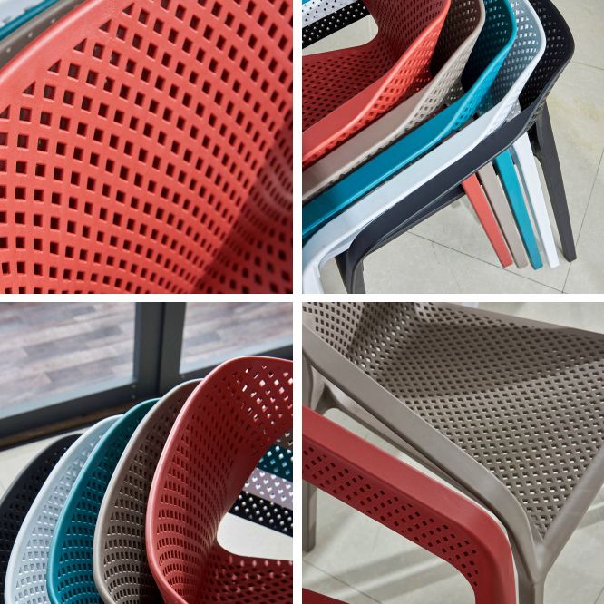 Chaise de salle à manger empilable multicolore de fauteuil en plastique de salle à manger de style contemporain