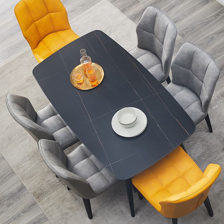 Sillas de comedor de cuero contemporáneas con respaldo lateral y patas de metal para uso en restaurantes