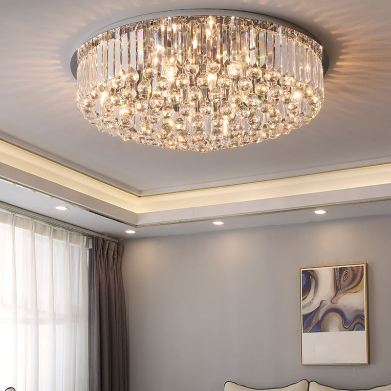 Minimalist Ceiling Lamp Contemporary Flush Mount Light Fixture with Crystal Shade